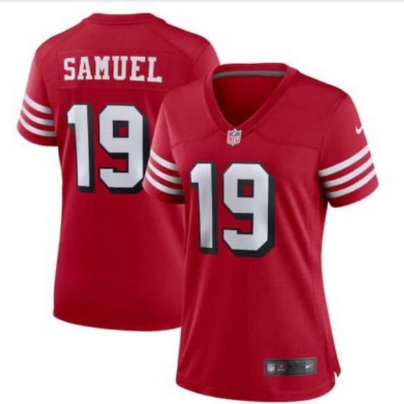 NWT WOMENS DEEBO SAMUEL LARGE SCARLET ALTERNATE GAME JERSEY SHORT SLEEVE - Picture 2 of 11